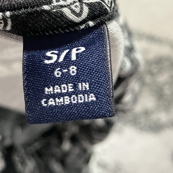 Lands End Dress Womens Size SP Black White Floral Sleeveless Fit Flare Casual - Picture 6 of 9